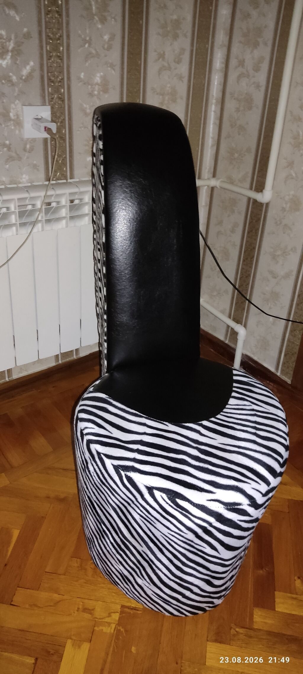 Zebra naxışlı dekorativ oturacaq kreslo. Qara-ağ dizaynı ilə interyerə — Kreslolar, Bakı (3)