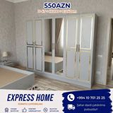 Yeni, 6 qapı, Güzgülü, Açılan, Düz dolab — Express Home