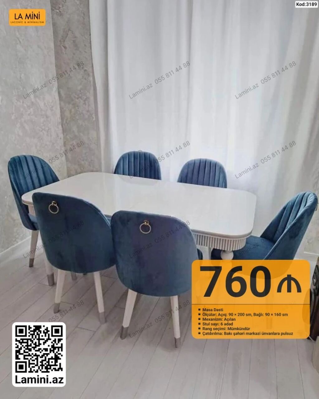 Masa dəsti – Kod: 3189 - Model: Açılan mexanizmli yemək masası və — Mebel, Bakı