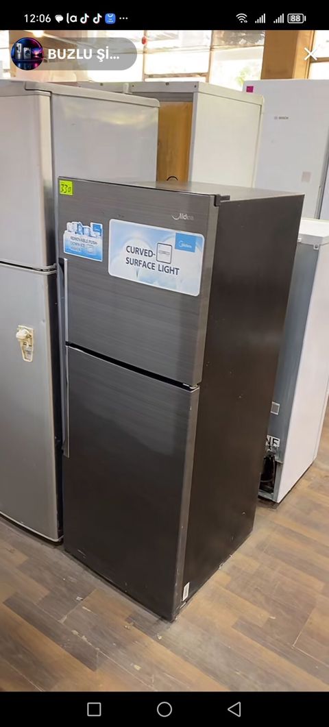 Midea iki qapılı soyuducu, tünd boz (inox üslubunda)