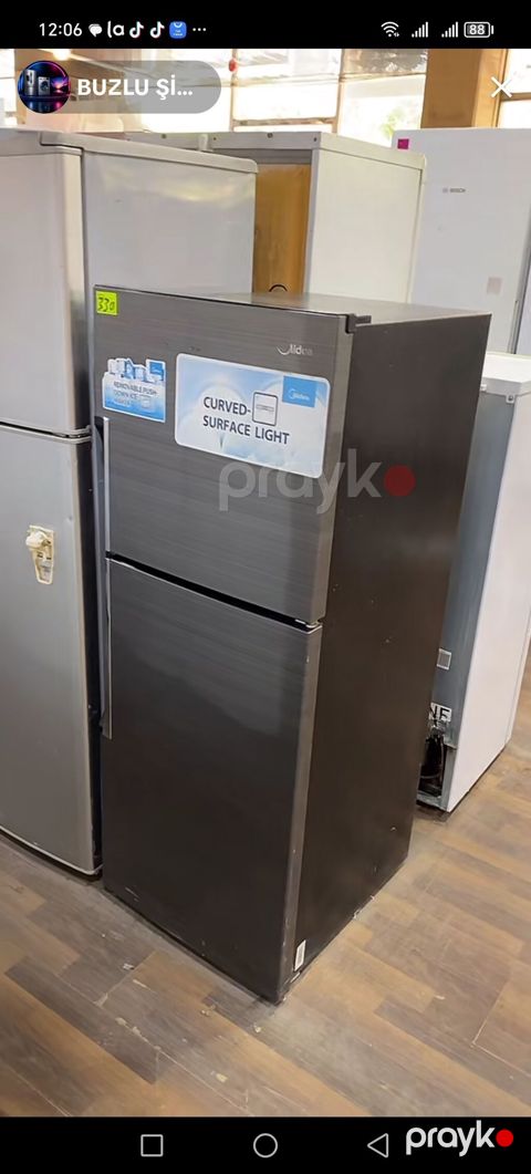 Midea iki qapılı soyuducu, tünd boz (inox üslubunda)