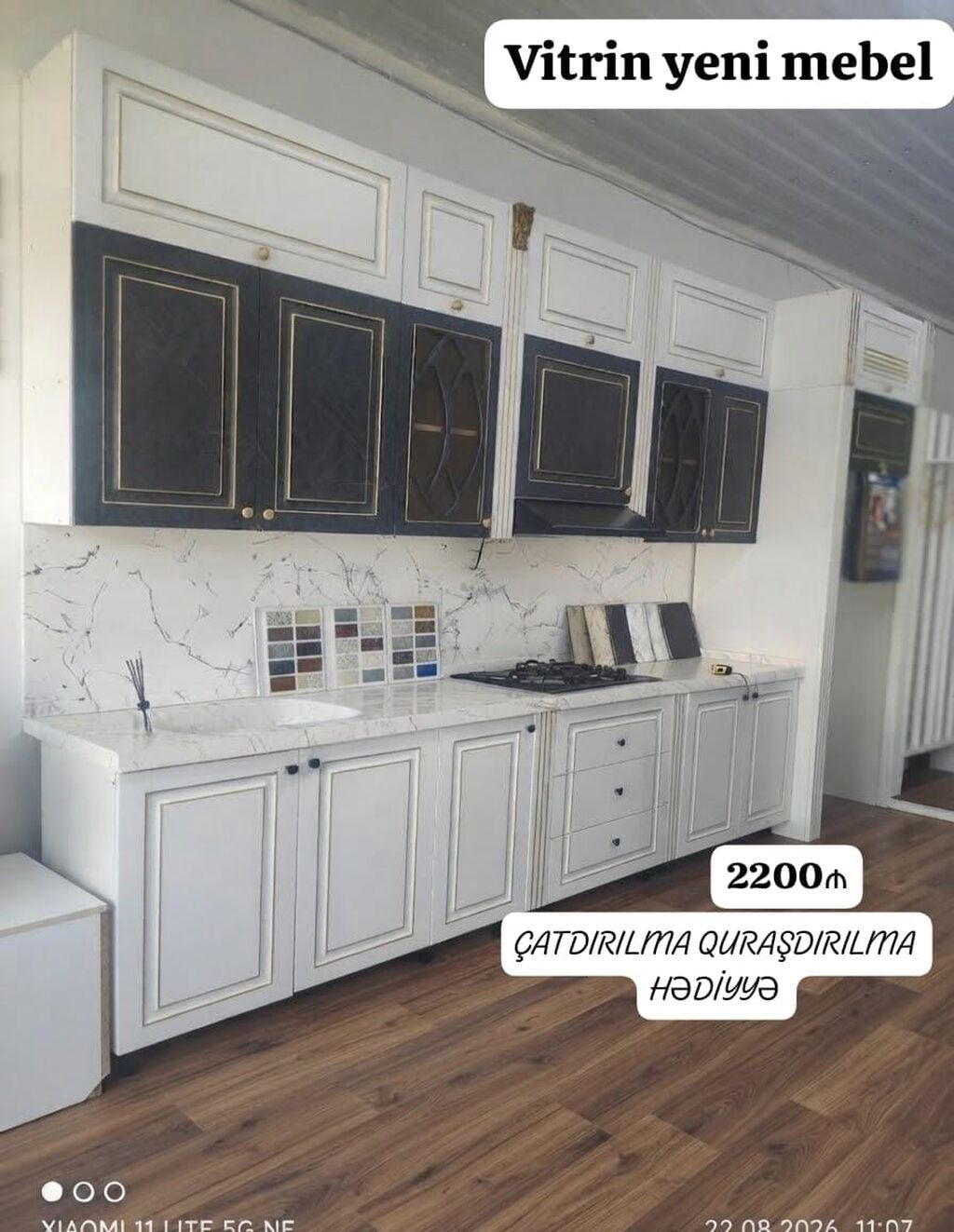 *2200₼ vitrin MƏTBƏX mebeli yeni təcili SATILIR*‼️ ÖLÇÜ:-3.77 ÜZƏRİNDƏ — Mebel, Bakı
