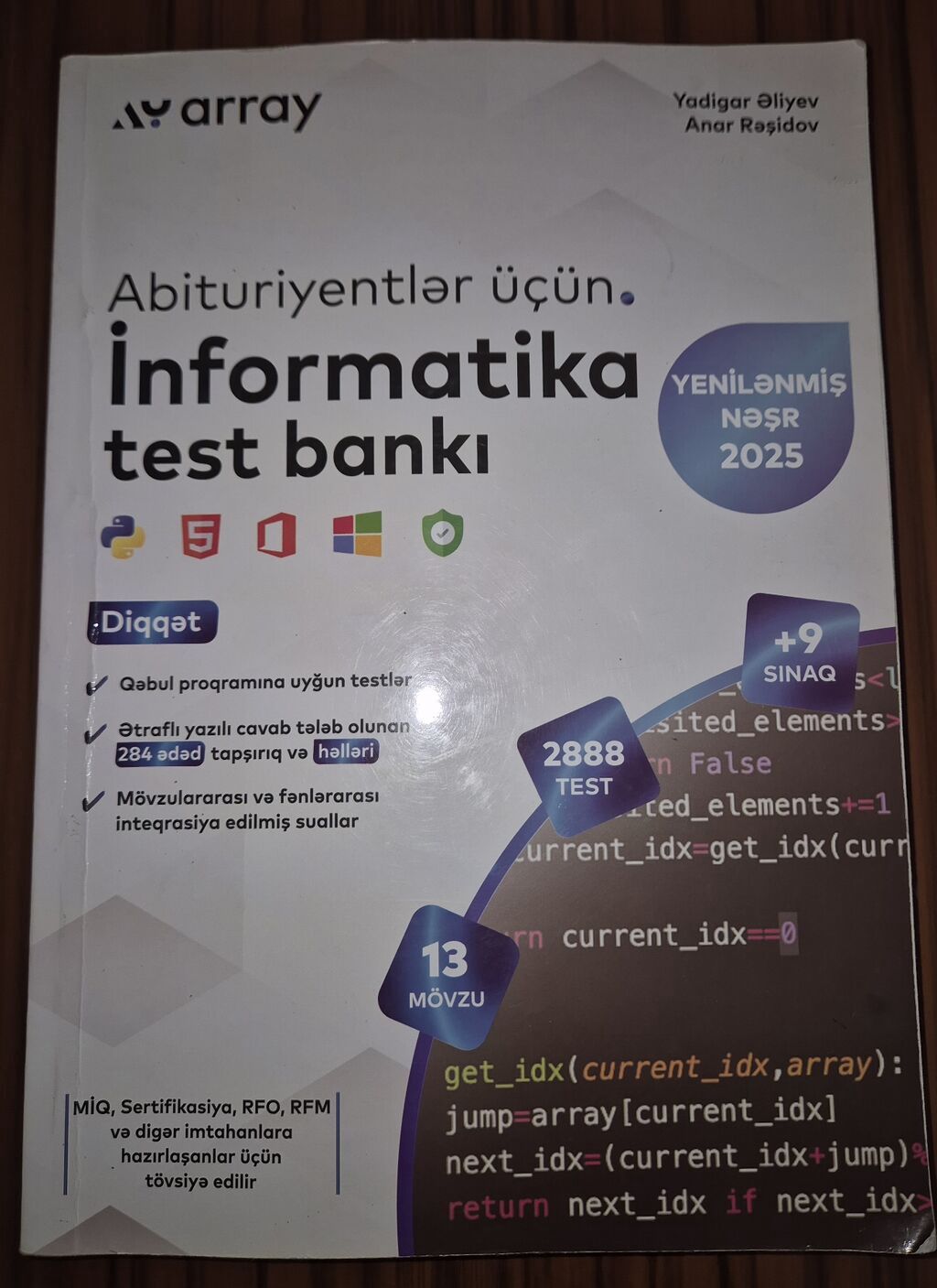 Array – “Abituriyentlər üçün İnformatika test bankı” (Yenilənmiş nəşr — Mallar, Bakı