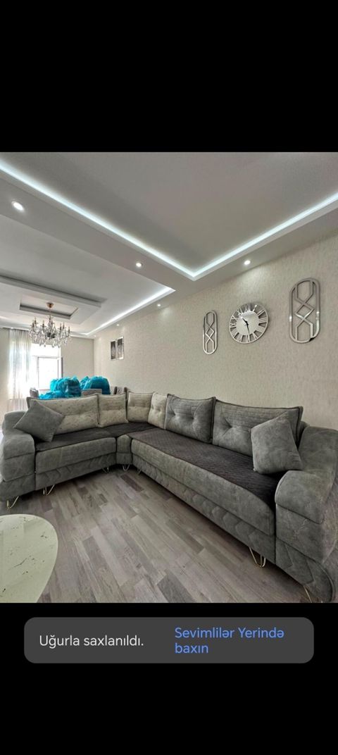 L şəkilli yumşaq künc divan - Rəng: tünd/boz tonlarda, ikiqat