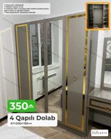4 qapılı dolab – 47×200×160 sm - Material: 18 mm laminat - Rəng — Mebel