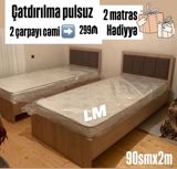 İki ədəd tək çarpayı dəsti - Ölçü: 90 sm x 2 m - Başlıq hissəsi — Furniture