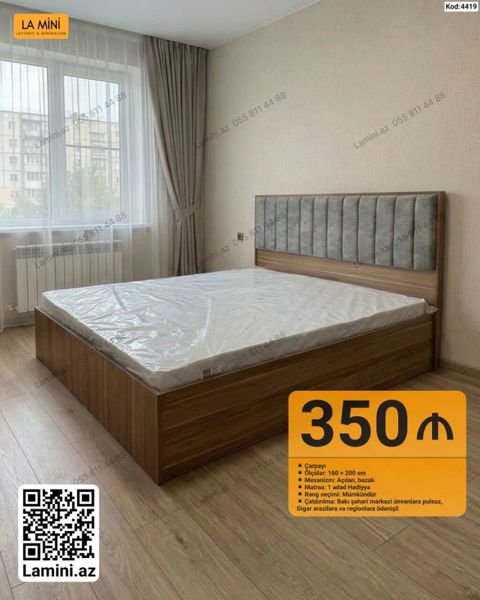 Çarpayı – Kod: 4419 - Ölçülər: 160 × 200 sm - Mexanizm: açılan — Lamini Mebel — Beds