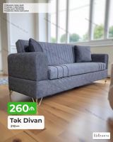 Tək divan – 210 sm Müasir dizaynlı, yumşaq parça üzlü, 2 dekorativ — Мебель