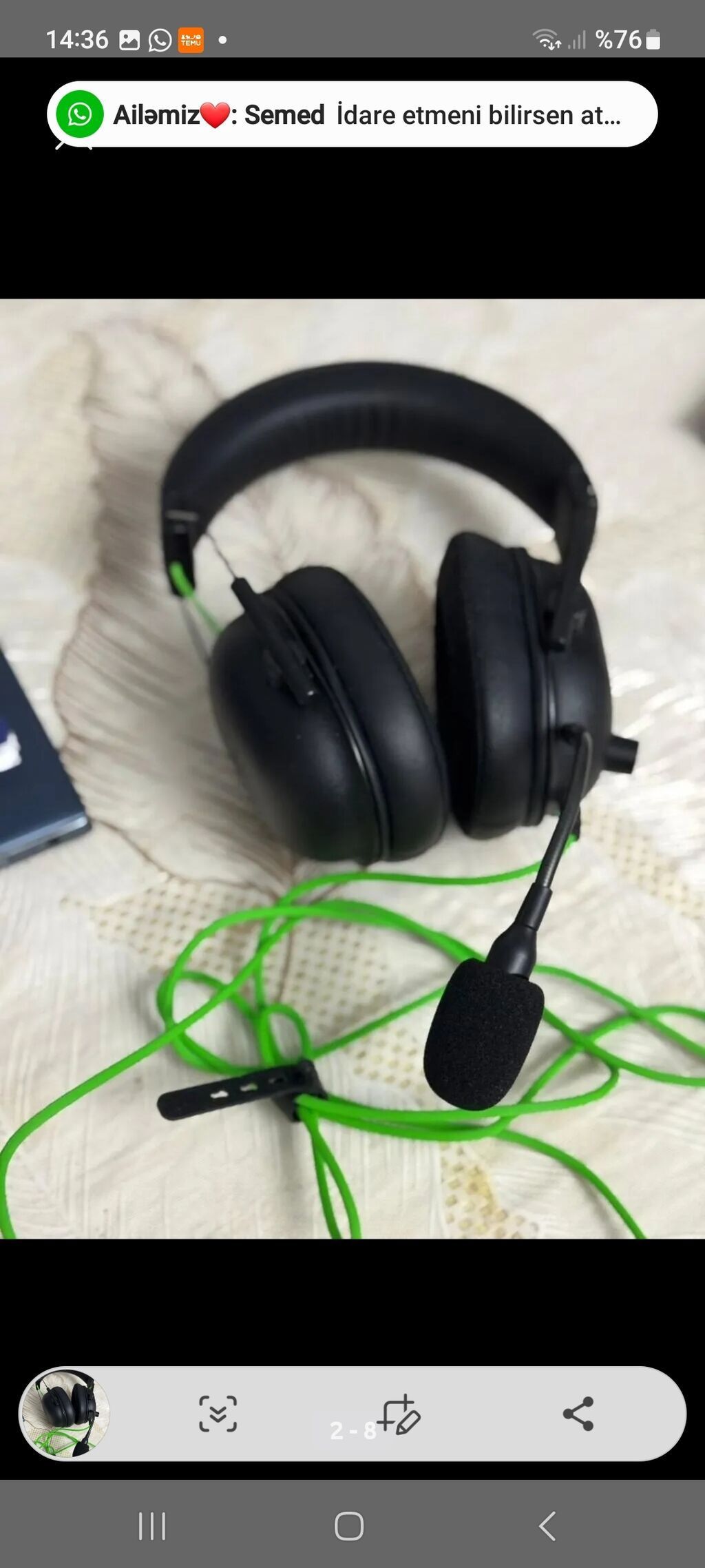 Razer oyun qulaqlığı və mikrofon - Over-ear tipli, qapalı quruluşlu — Elektronika, Bakı (2)