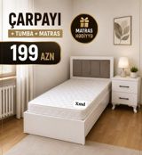 Yataq otağı dəsti: tək nəfərlik çarpayı + tumbə + matras - Dizayn — Мебель