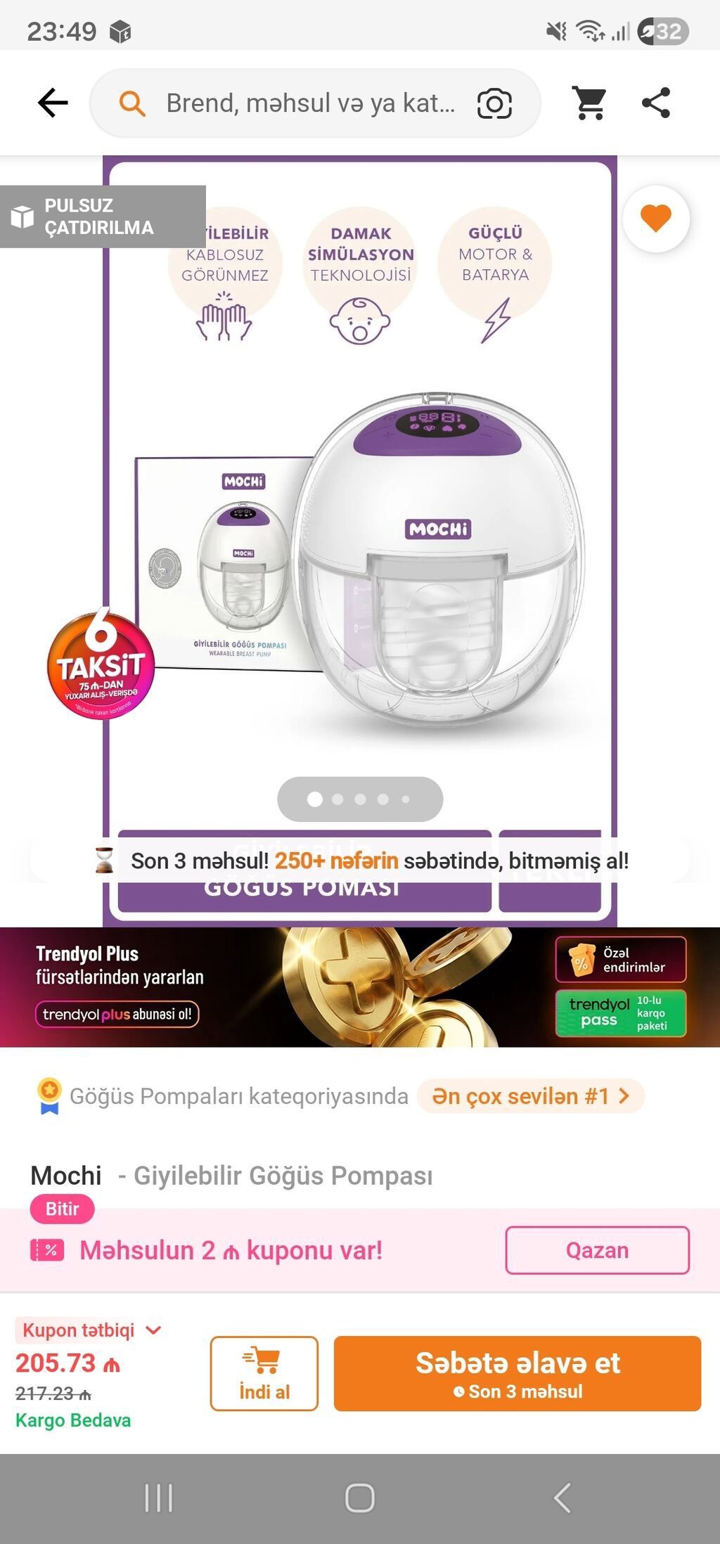 Elektron sud sagma aparati 2 dene satilirbaha alinib Mochi geyilə