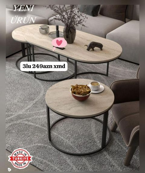 Yumru masa, Açılmayan, Təkərsiz, Türkiyə — Ucuz serfeli Mebel — Журнальные столики