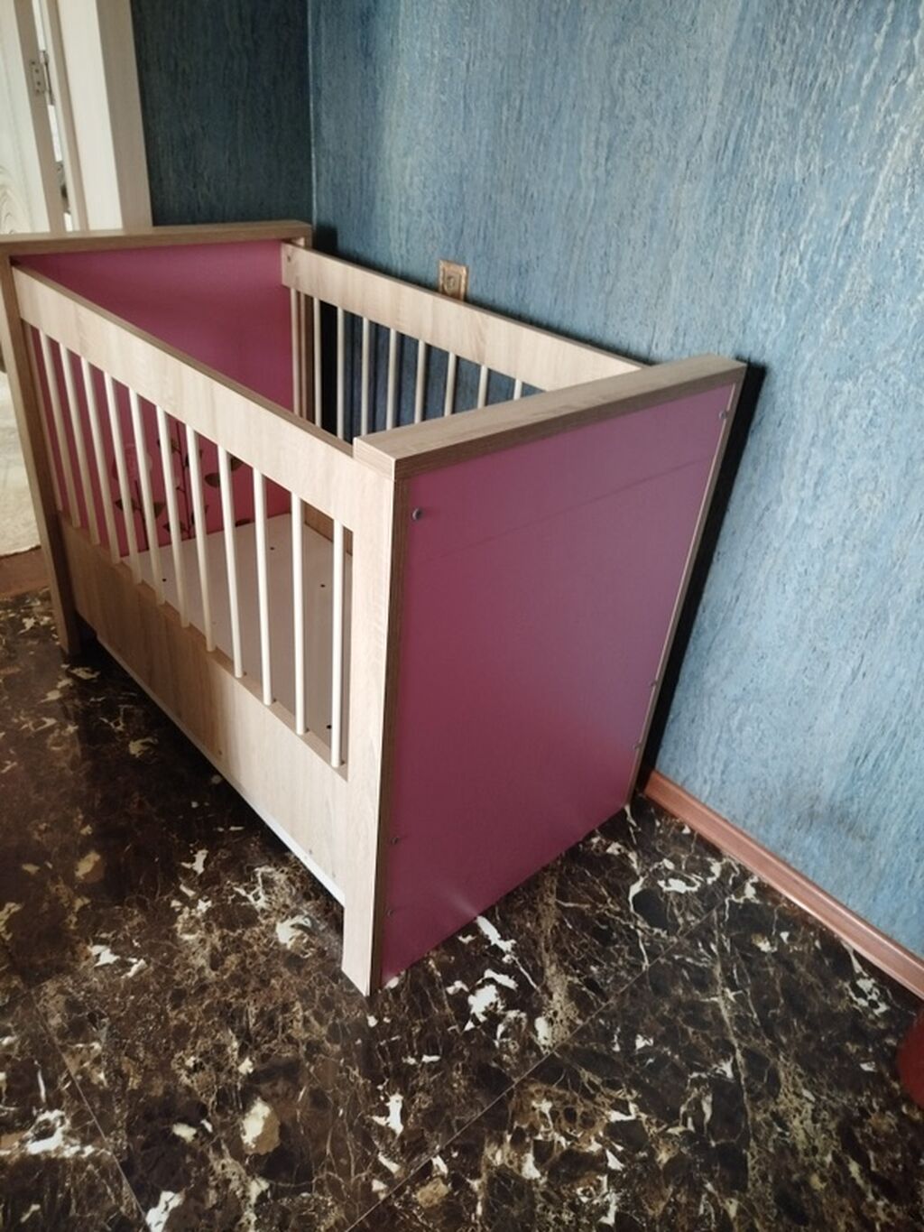 Uşaq beşiyi – taxta karkaslı, iki tərəfi barmaqlı dizayn - Material — Mebel, Bakı (3)