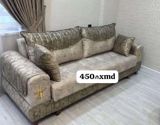 Velor parça ilə dizayn edilmiş komfortlu divan - Rəng: boz-qaşqaldaş — Sofas