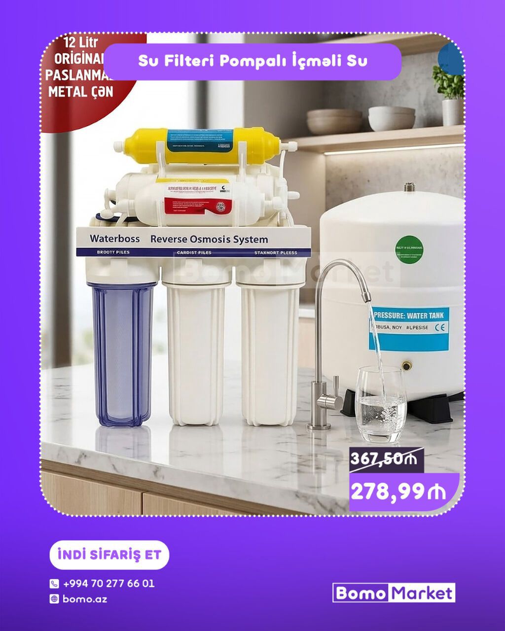 Su Filtri – Pompalı İçməli Su Sistemi - Texnologiya: Waterboss — Mətbəx texnikası, Bakı