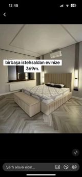 Müasir dizaynlı yataq dəsti – yumşaq başlıqlı, parça üzlü platforma — Товары