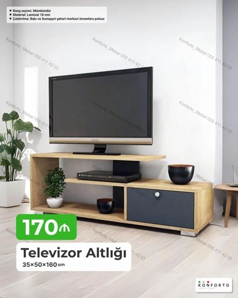 Televizor altlığı – 35×50×160 sm - Material: 18 mm laminat - Rəng