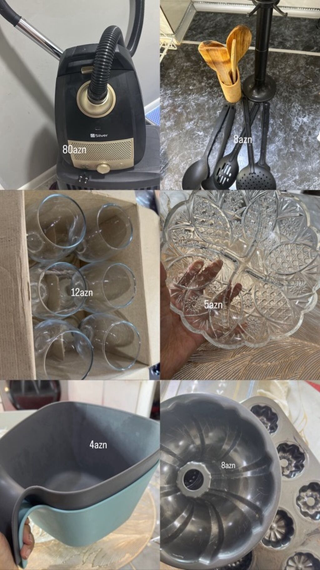Mətbəx və məişət əşyaları paketi: - Tozsoran, Silver markalı, boru və