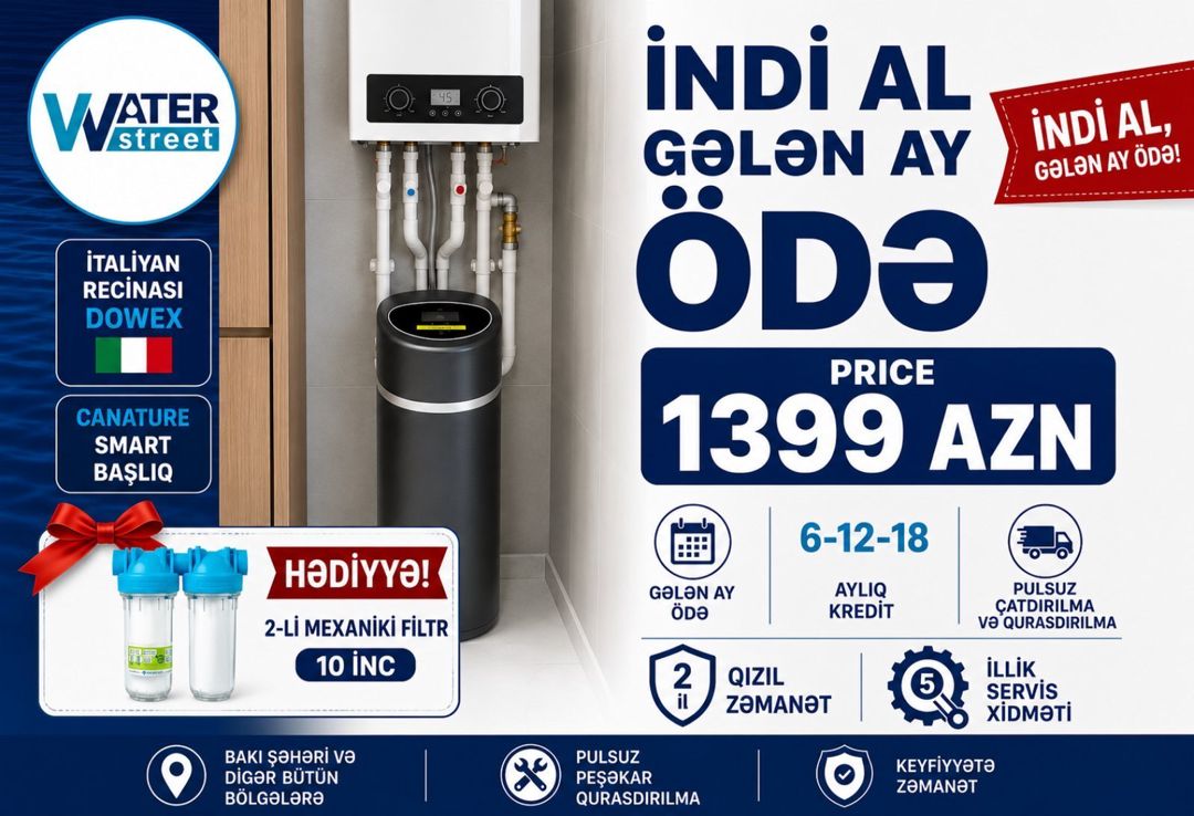 Su yumşaltma sistemi — Su filtirləri və nasosu, Bakı