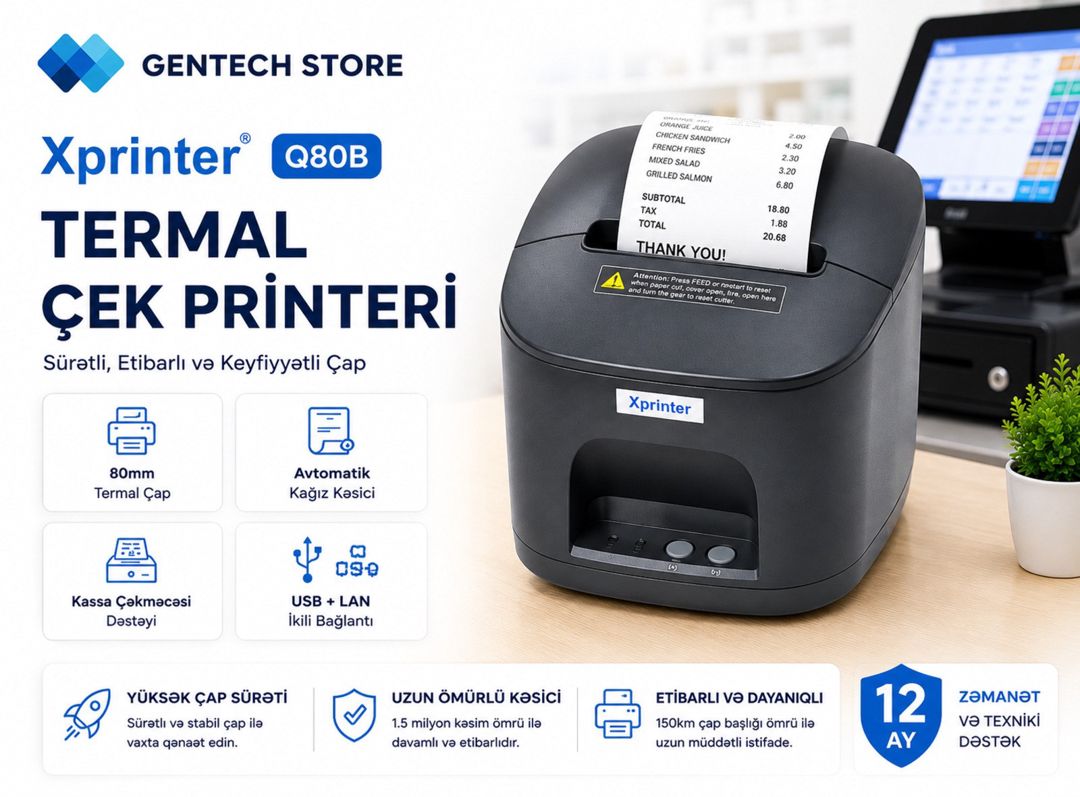 Xprinter Q80B çek printeri — Xidmətlər, Bakı