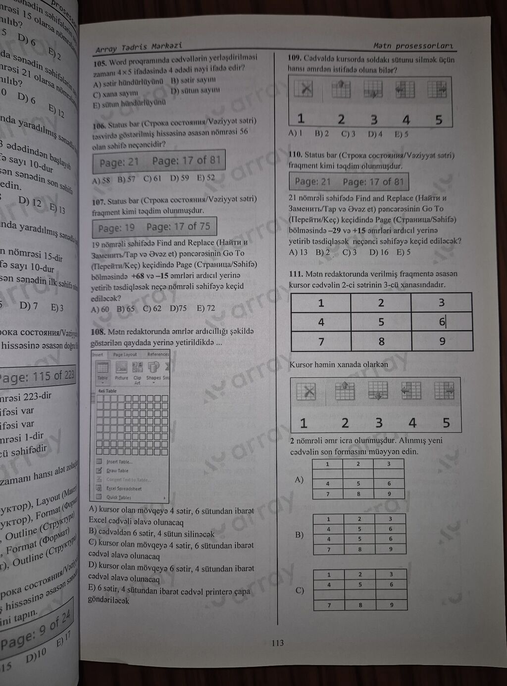 Array – “Abituriyentlər üçün İnformatika test bankı” (Yenilənmiş nəşr — Mallar, Bakı (4)