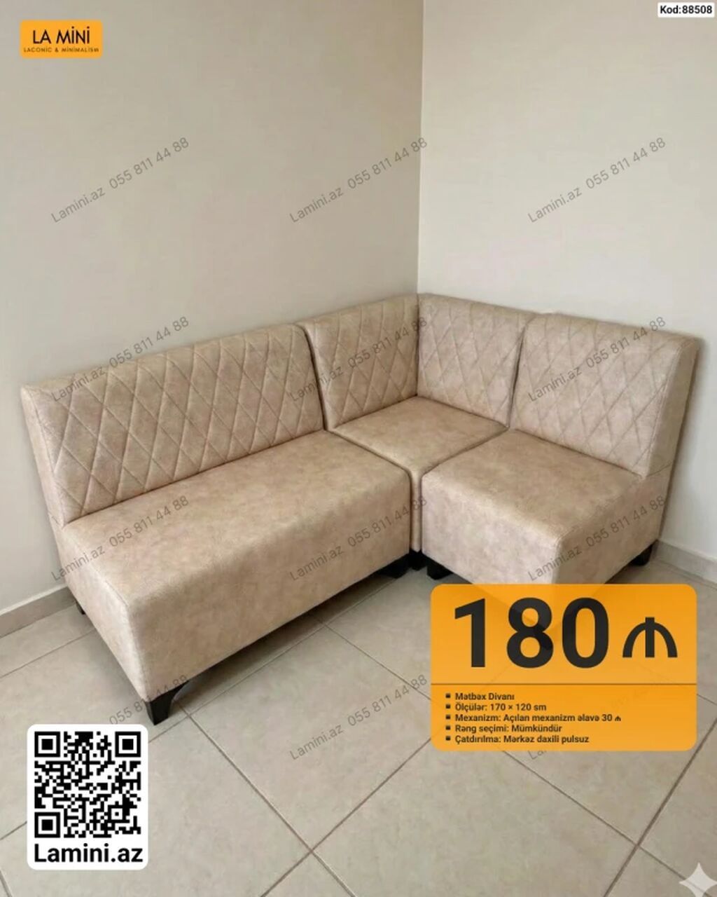 Mətbəx divanı – LA MINI - Ölçü: 170 x 120 sm - Mexanizm: Açılan