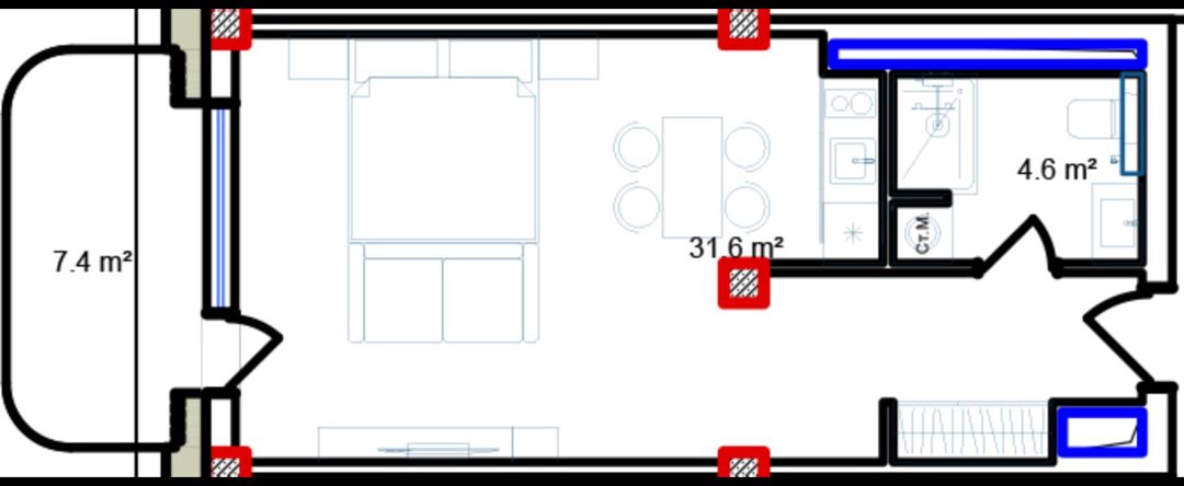 Satılır 1 otaqlı yeni tikili 52.4 m² — Mənzil, Bakı (8)