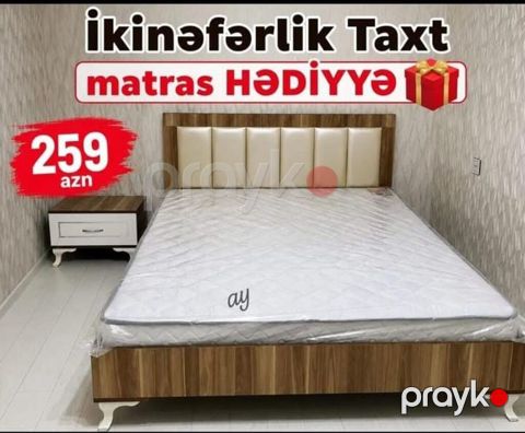 Yeni, İkinəfərlik çarpayı, Bazasız, Matras ilə, Siyirməsiz