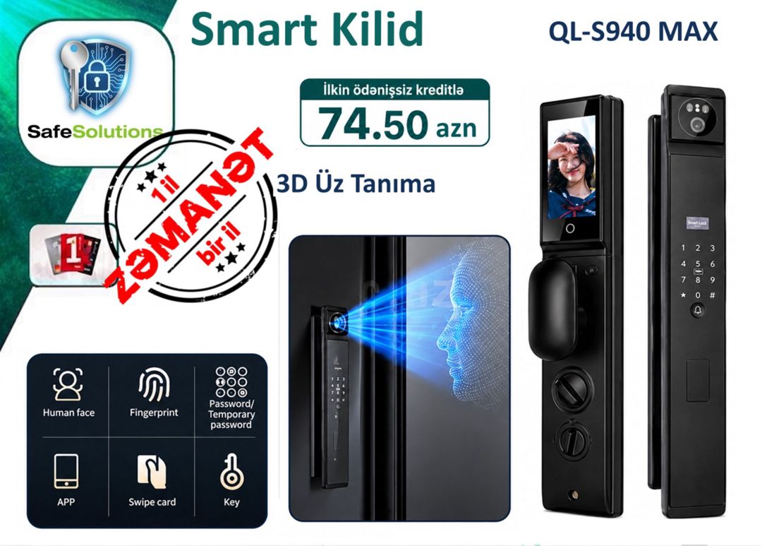 Smart kilid Ql-S940 New Max Face — Təhlükəsizlik sistemləri, Bakı