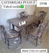 Mətbəx üçün, Yeni, Açılmayan, Dördbucaq masa, 4 stul — mebel_divan_sifarisle_ugur — Мебель