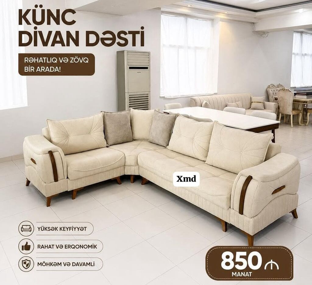 Künc divan dəsti – rahatlıq və zövq bir arada! - L‑şəkilli dizayn — Mebel, Bakı