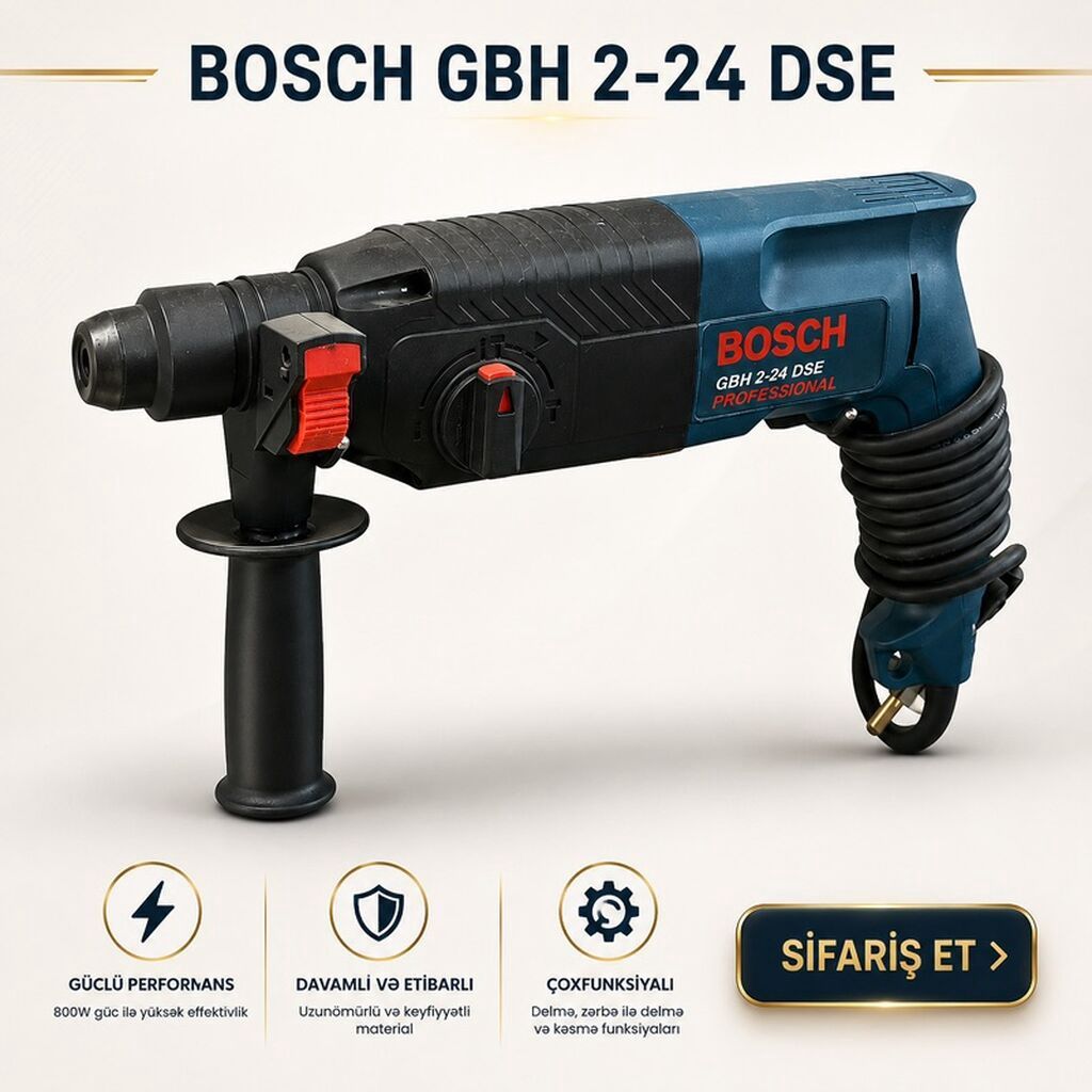 BOSCH GBH 2-24 DSE Professional perforator - 800W güc: yüksək — Perforatorlar, Bakı