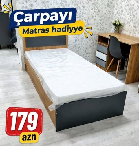 Tək nəfərlik çarpayı — matras hədiyyə