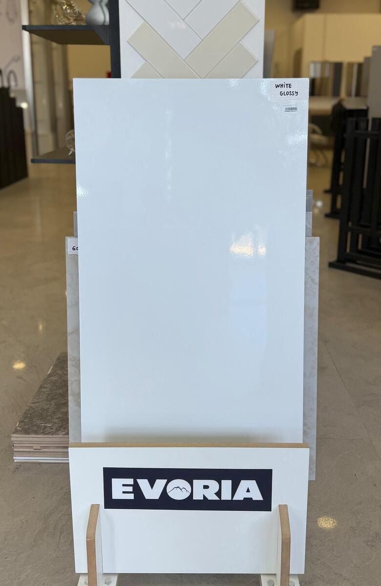 White Glossy Keramoqranit 50x100 — Mallar, Bakı