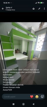 077 613 12 74 Uşaq yataq dəsti – iki ədəd mövcuddur. - 1 dəst: 200 — Mebel