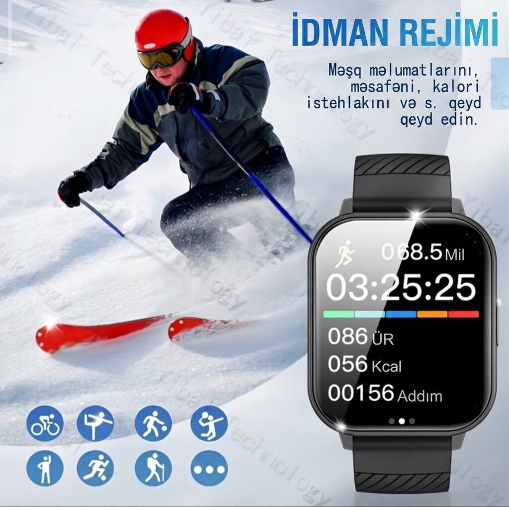 Yeni, Smart saat, Sensor ekran, rəng - Qara — Aksesuarlar, Samux (4)