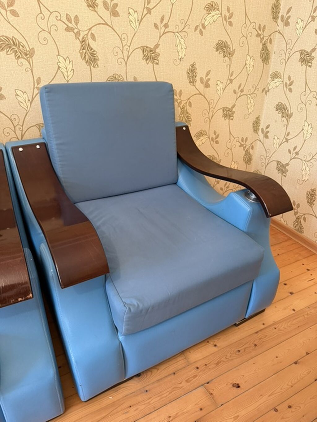Mavi rəngdə salon dəsti – 3 hissədən ibarət: - 3 yerlik geniş divan - — Mebel, Masazır (2)