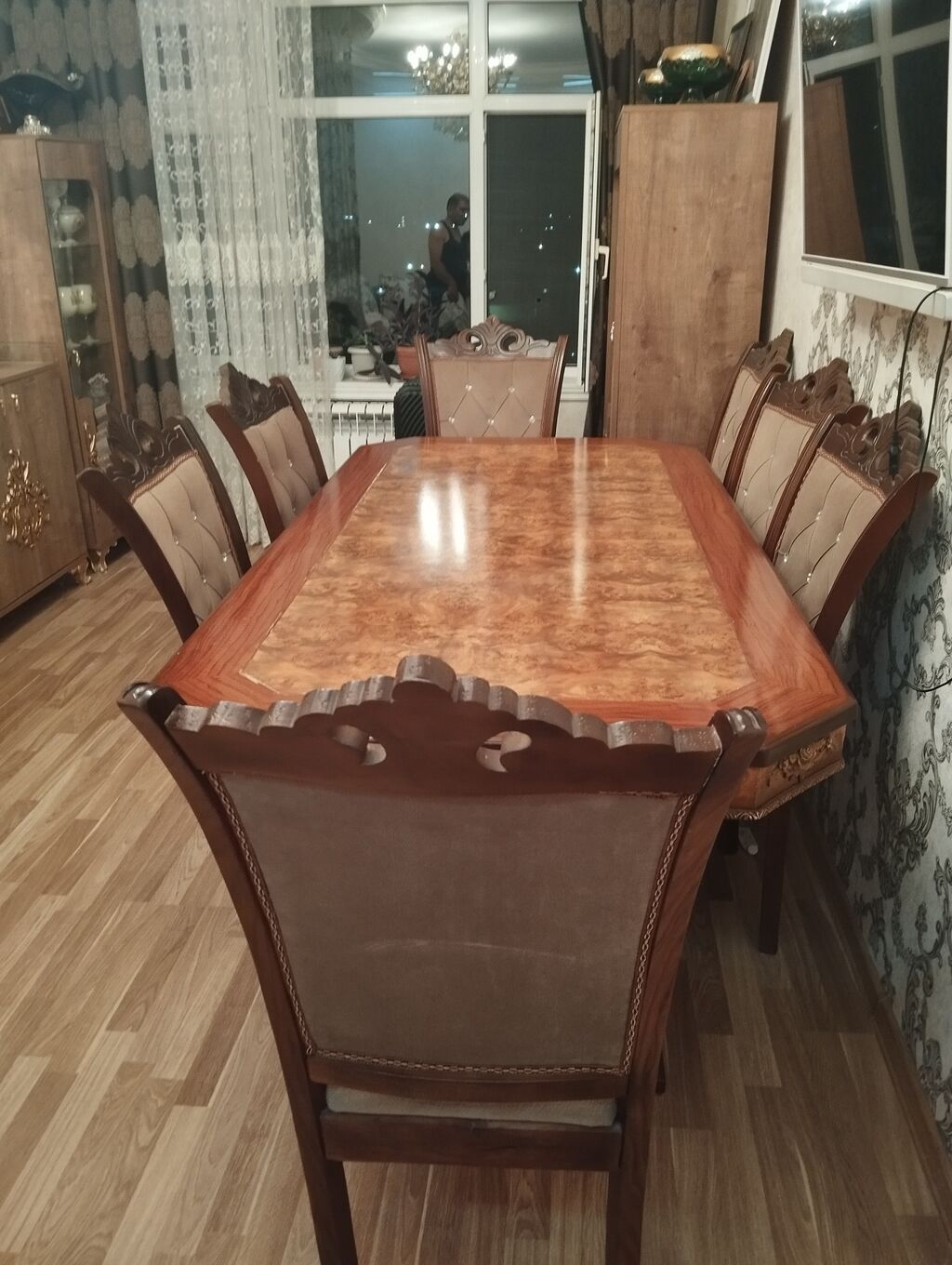 Qonaq otağı üçün, İşlənmiş, Açılmayan, Oval masa, 8 stul — Mebel, Masazır (5)