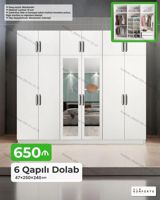 6 qapılı ağ paltar dolabı - Ölçülər: 47×250×240 sm - Material: 18 mm — Mebel
