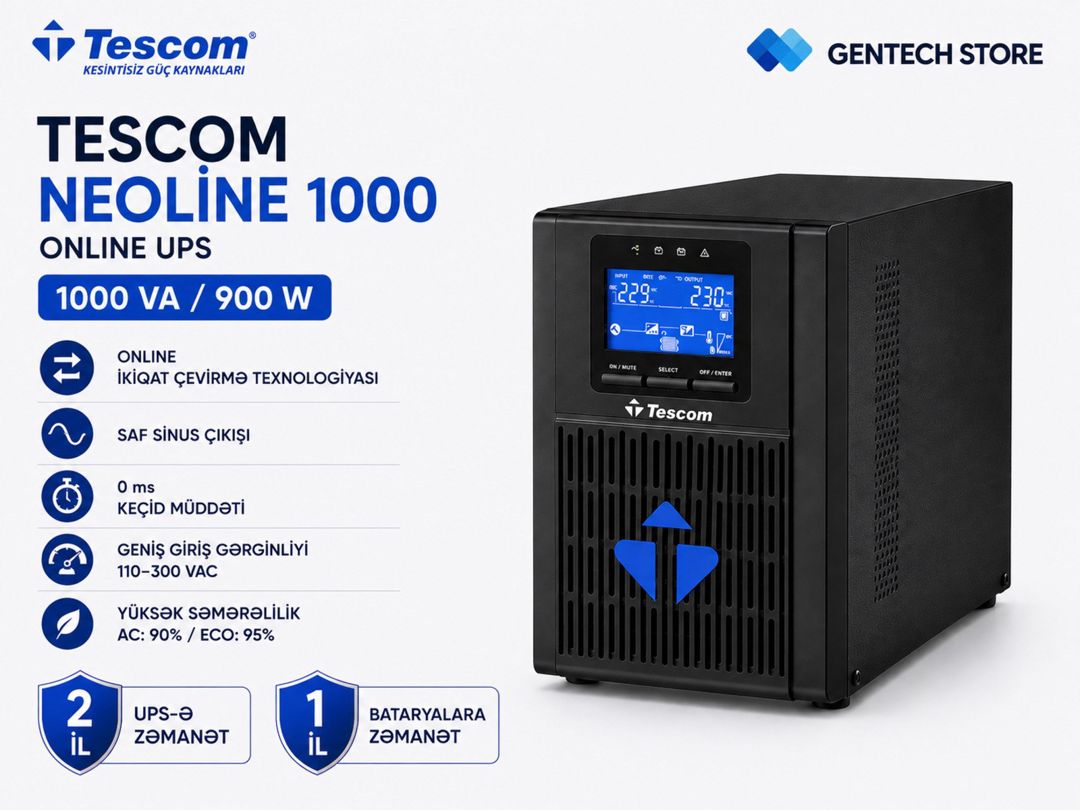 1KVA Online UPS Tescom Neoline — Elektronika, Bakı