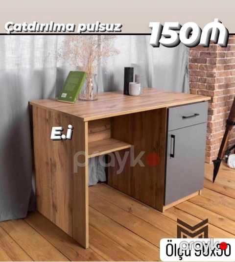 Kompüter masası, Yeni, Açılmayan, Laminat, Dördbucaq masa