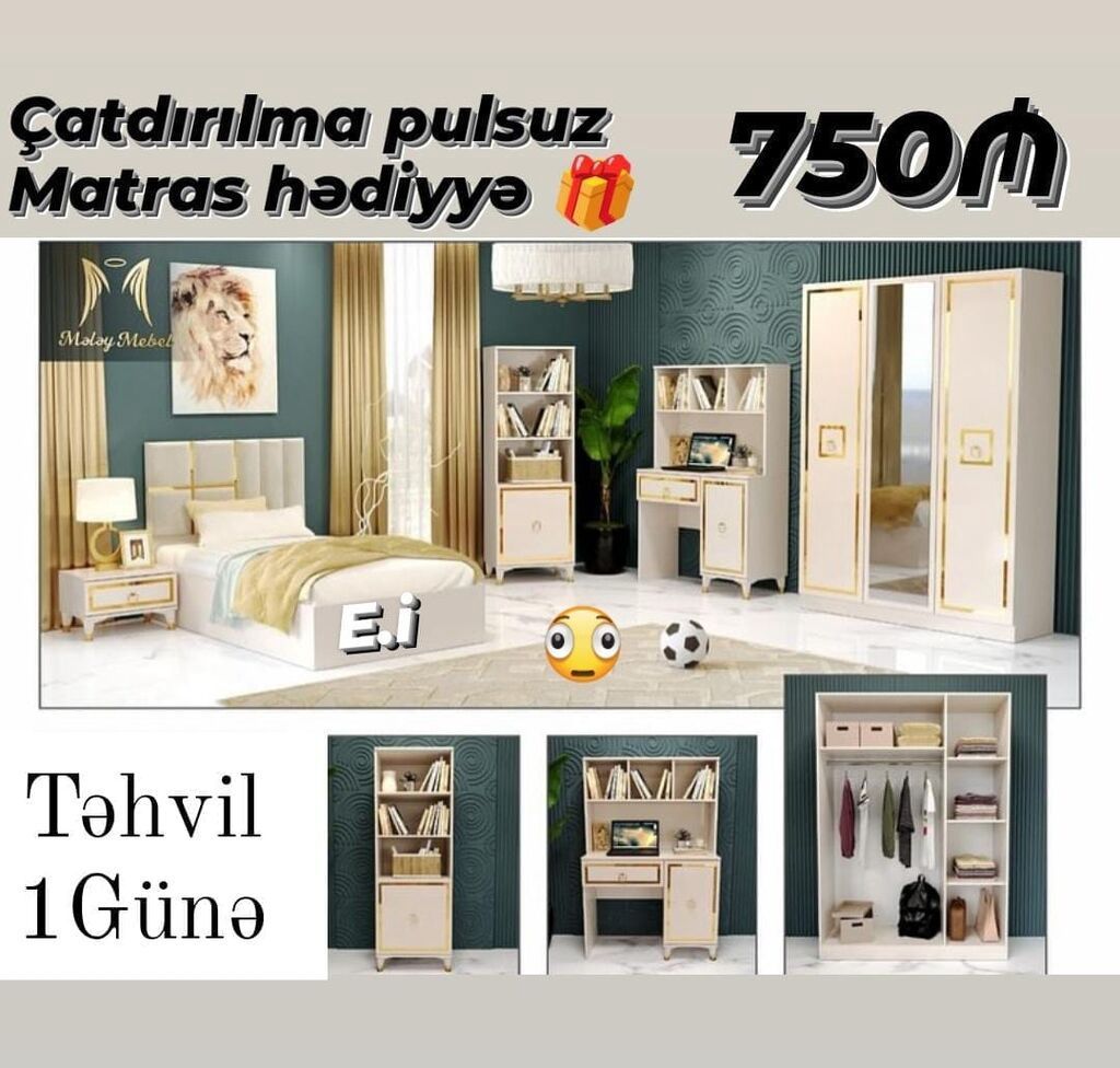 - Dəyirmi divar güzgüsü və iki çekmecəli asma konsol. Ölçü: eni 80 sm — Mebel, Bakı (3)