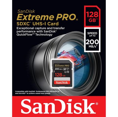 SanDisk Extreme PRO 128GB SDXC UHS-I V30 — 200MB/s