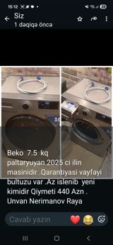 Beko paltaryuyan maşın – 7.5 kq tutum • Model: Beko (ön yükləməli) • — 2-ci əl əşyalar — Paltarqurudan maşınlar