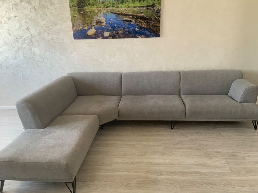Müasir dizaynlı L şəkilli künc divanı - Rəng: açıq boz - Forma: sol — Mebel, Bakı (4)