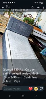 Çarpayı – başlıqla birlikdə - Ölçü: 90×200 sm - Material: yumşaq — Mallar