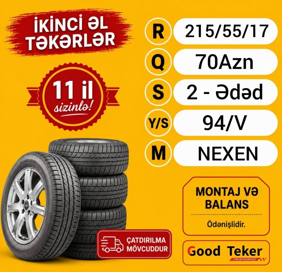 NEXEN şinlər 215/55 R17 — Ehtiyat hissələri və aksesuarlar, Bakı (5)