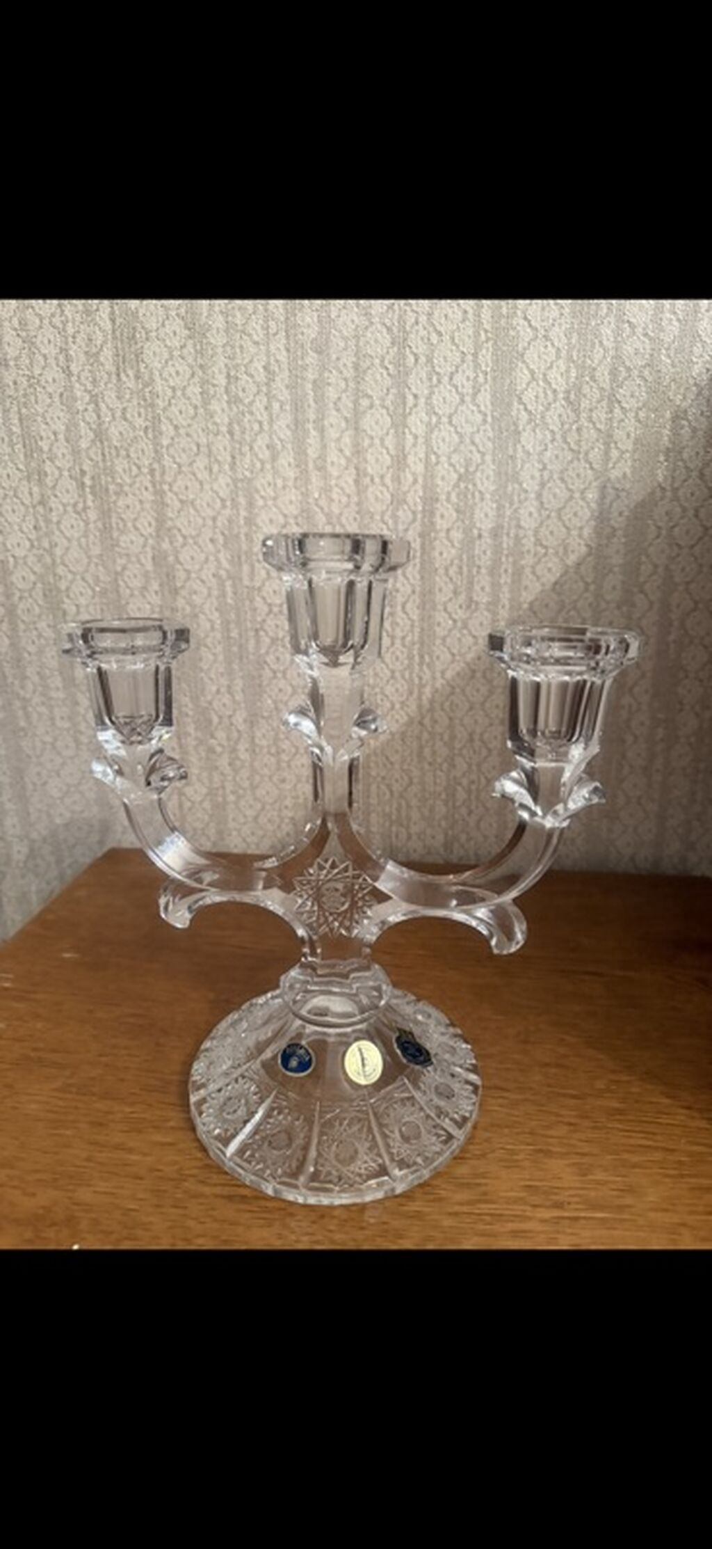 Kristal üçşamdanlı şamdan bohema - Material: Şəffaf kəsimli kristal — Mallar, Bakı