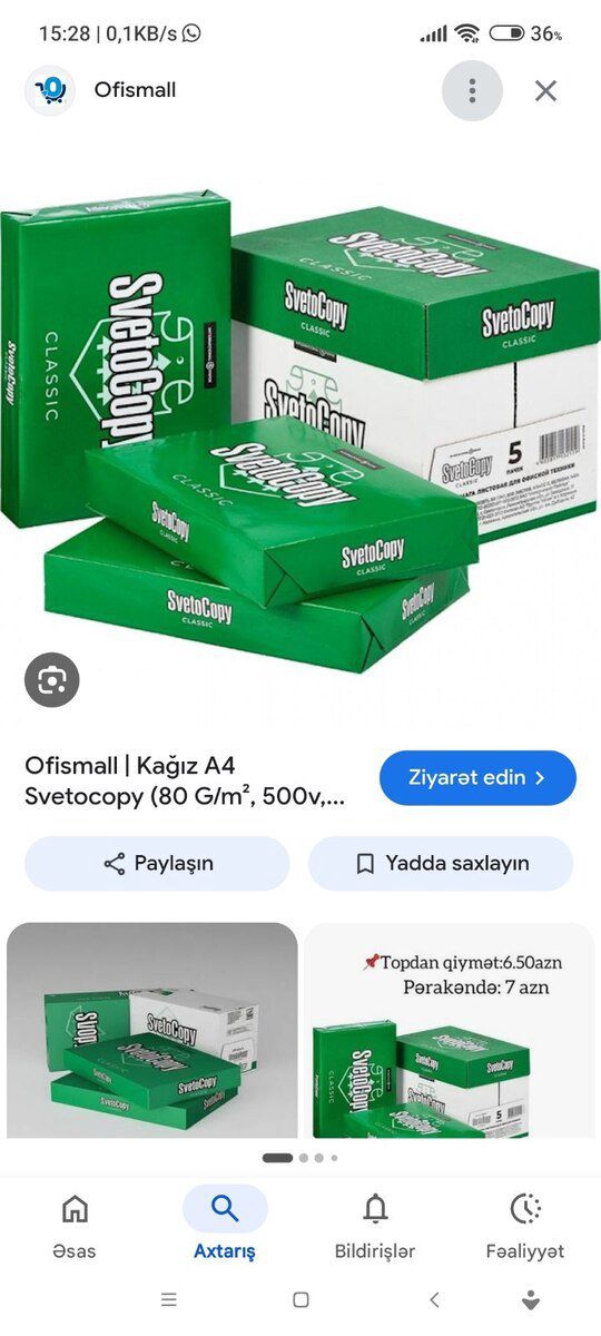 A4 kağız Sveto-copy. — Mallar, Mingəçevir (2)