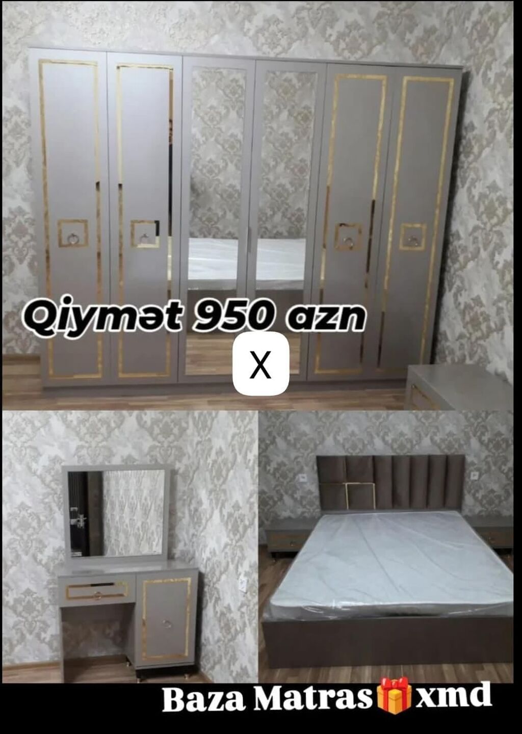 Yataq otağı mebel dəsti Tərkib: - 5 qapılı geniş şkaf: orta hissədə